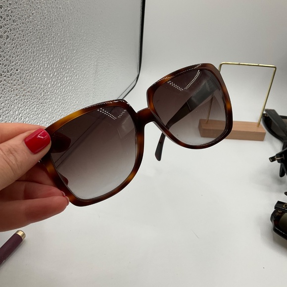 CELINE 61mm Gradient Square Sunglasses In Blonde Havana/ Gradient Roviex - Picture 6 of 6